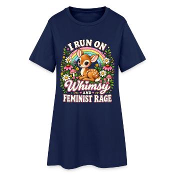 I Run On Whimsy And Feminist Rage - Frauen T-Shirt-Kleid - Light Navy - Vorne