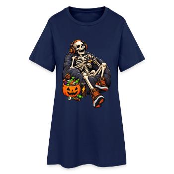 Fun Halloween video game with a skeleton - Frauen T-Shirt-Kleid - Light Navy - Vorne