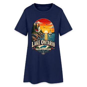 Lake Ontario Funny Vintage - Frauen T-Shirt-Kleid - Light Navy - Vorne