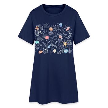 Ozean Meerestiere Muscheln Ozean Strandliebhaber - Frauen T-Shirt-Kleid - Light Navy - Vorne