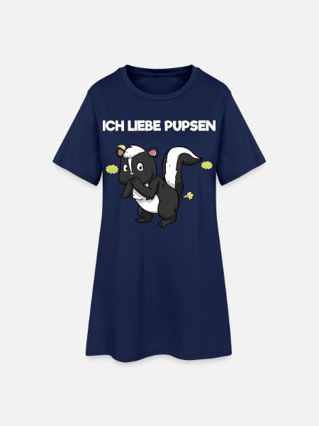 Ich Liebe Pupsen Stinktier Lustig Furzen Spruch - Frauen T-Shirt-Kleid - Light Navy
