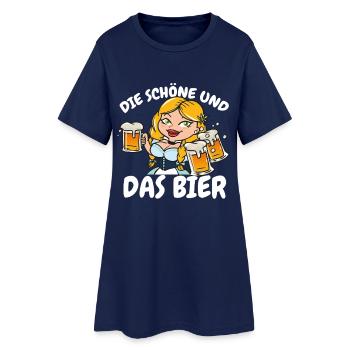 Die Schöne und Das Bier - Frauen T-Shirt-Kleid - Light Navy - Vorne