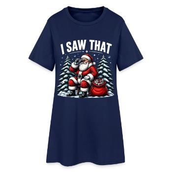 Ich habe diesen Weihnachtsmann "Frohe Weihnachten" lustig gesehen - Frauen T-Shirt-Kleid - Light Navy - Vorne