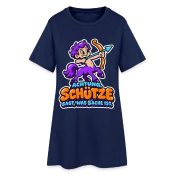 Achtung, Schütze - sagt, was Sache ist - Frauen T-Shirt-Kleid - Light Navy - Vorne