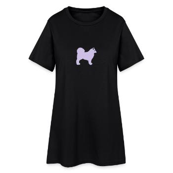Samojede Vektor - Frauen T-Shirt-Kleid - Schwarz - Vorne