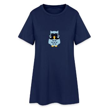 Eule - Frauen T-Shirt-Kleid - Light Navy - Vorne
