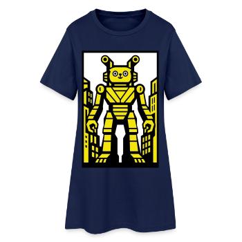 Robot chat dans le paysage urbain - Robe T-shirt Femme - marine clair - Devant