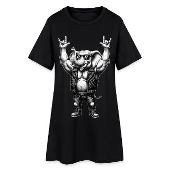 Rocker Elephant Metal Heavy Metal Hardrock Design - Women’s T-Shirt Dress - black - Front