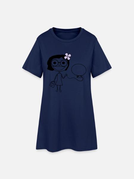 Mädchen - Frauen T-Shirt-Kleid - Light Navy