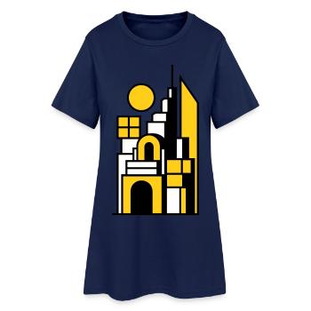 Paysage urbain abstrait en jaune noir - Robe T-shirt Femme - marine clair - Devant