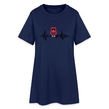 Eule - Frauen T-Shirt-Kleid - Light Navy - Vorne