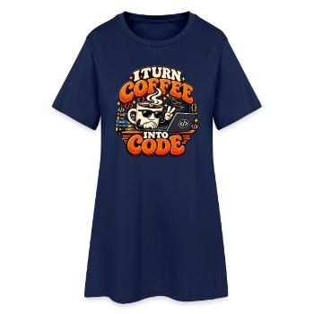 Ich verwandle Kaffee in Code | Programmierer - Frauen T-Shirt-Kleid - Light Navy - Vorne