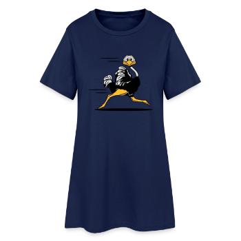 run run émeu bouquet drôle - Robe T-shirt Femme - marine clair - Devant