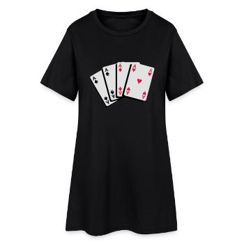 Poker Kartenfächer Asse - Frauen T-Shirt-Kleid - Schwarz - Vorne