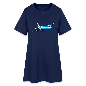 Avion avion de ligne volant - Robe T-shirt Femme - marine clair - Devant