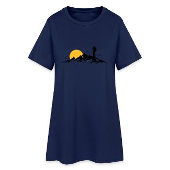 Natur - Berge Wanderer - Frauen T-Shirt-Kleid - Light Navy - Vorne