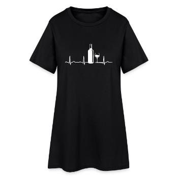 ECG VIN BOUTEILLE COEUR DE LIGNE / VIN / VIN EN VERRE Blanc - Robe T-shirt Femme - noir - Devant