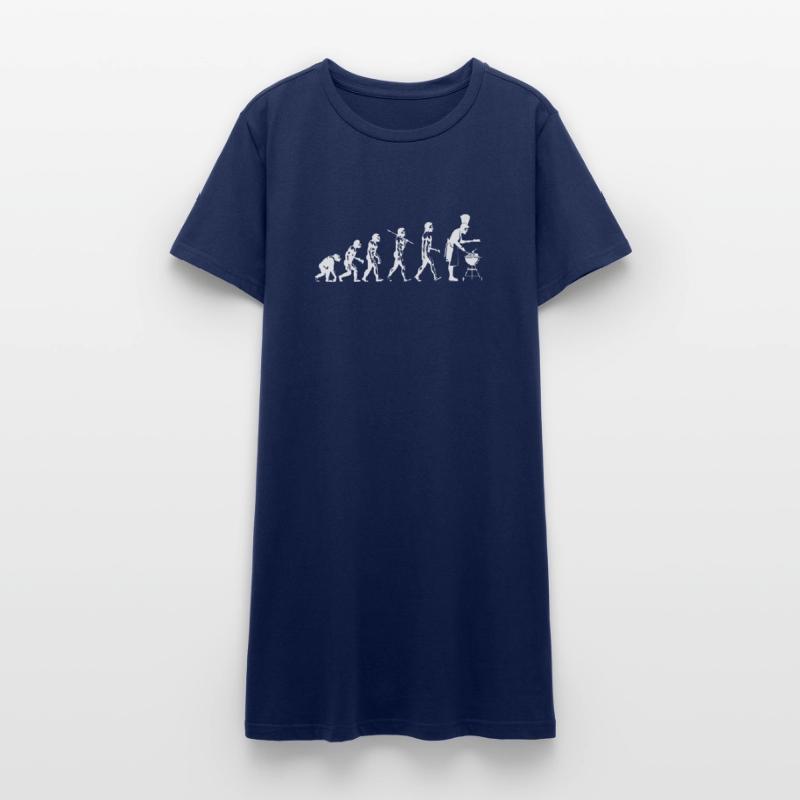Evolution grillen Fleisch Witz Spaß Mann Geschenk Frauen T-Shirt-Kleid