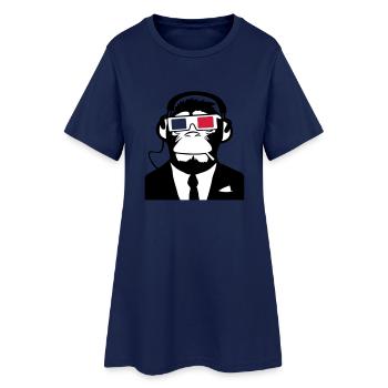 Urban Electro 3D Designs: Ape 3D Monkey Affe - Frauen T-Shirt-Kleid - Light Navy - Vorne