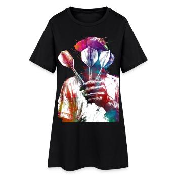 Joueur de fléchettes Art sportif #darts #sport - Robe T-shirt Femme - noir - Devant
