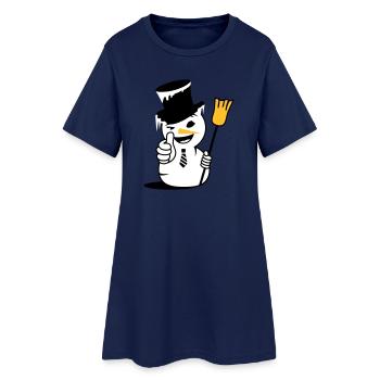 Un bonhomme de neige cool avec le pouce vers le haut - Robe T-shirt Femme - marine clair - Devant