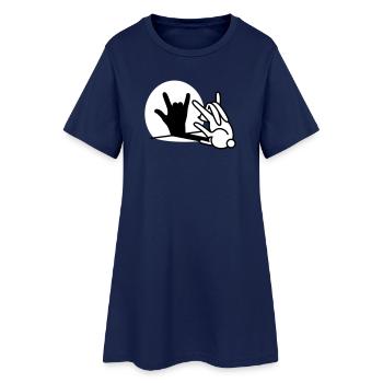 Lapin ombre main ROCK musique HARD ROCK fan - Robe T-shirt Femme - marine clair - Devant