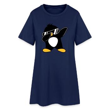 Pingouin dabbing - Robe T-shirt Femme - marine clair - Devant