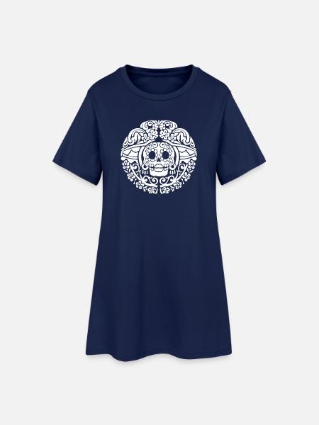 Catrinas Schädel - Frauen T-Shirt-Kleid - Light Navy
