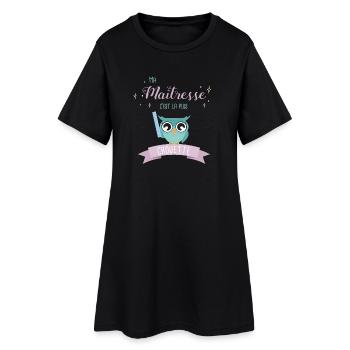 Hibou Maîtresse Chouette Illustration - Robe T-shirt Femme - noir - Devant