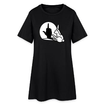 Rabbit Shadow Hand FUCK OFF Middle Finger Rabbit - Women’s T-Shirt Dress - black - Front