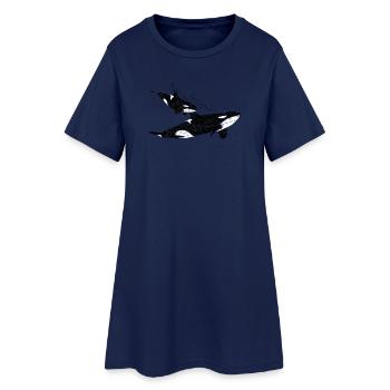 Orque baleine avec bébé orque - Robe T-shirt Femme - marine clair - Devant