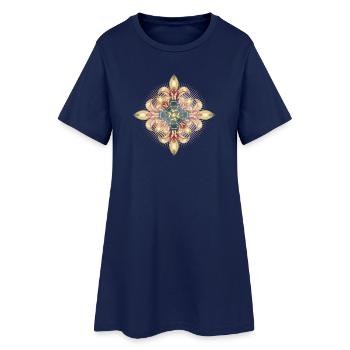 impressionnante croix de lys stylisés - Robe T-shirt Femme - marine clair - Devant