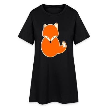 Rothaar Fuchs – Niedlich, schlau & Kawaii Cartoon - Frauen T-Shirt-Kleid - Schwarz - Vorne
