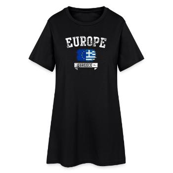 Europa Griechenland Flaggenfusion - Frauen T-Shirt-Kleid - Schwarz - Vorne