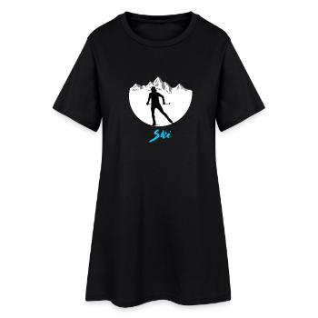 Ski de fond - Robe T-shirt Femme - noir - Devant
