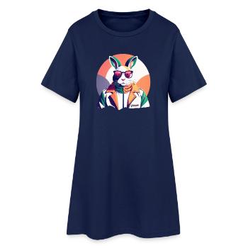 Bunny, lapin de Pâques - Robe T-shirt Femme - marine clair - Devant