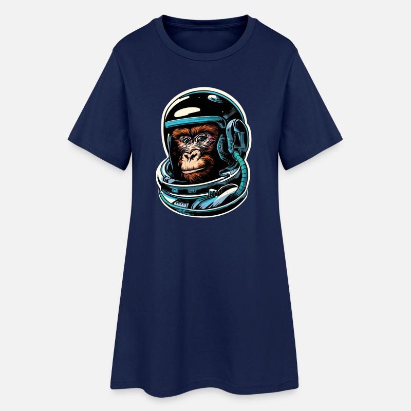 Singe de l’espace - Robe T-shirt Femme - marine clair