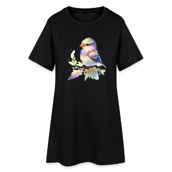 süßer Vogel - Frauen T-Shirt-Kleid - Schwarz - Vorne