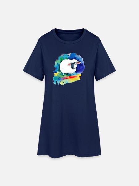 Schaf - Frauen T-Shirt-Kleid - Light Navy
