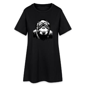Grinning Orangutan Face | Monkey smiles - Women’s T-Shirt Dress - black - Front