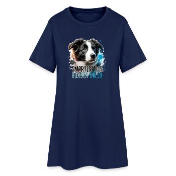Border Collie chiot le plus intelligent chien cadeau - Robe T-shirt Femme - marine clair - Devant
