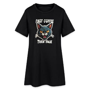 D’abord un café, puis une conversation - Robe T-shirt Femme - noir - Devant