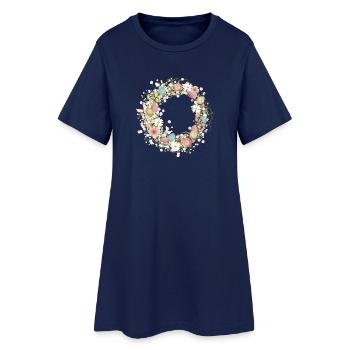 Ostereier,Blüten und Schleierkraut als Osterkranz - Frauen T-Shirt-Kleid - Light Navy - Vorne