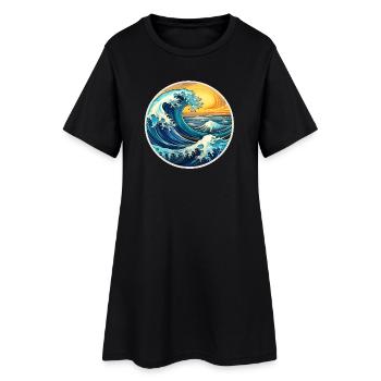 Illustration de grosses vagues – Maritime Retro Design - Robe T-shirt Femme - noir - Devant