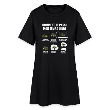 COMMENT JE PASSE MON TEMPS LIBRE - tracteur - Robe T-shirt Femme - noir - Devant