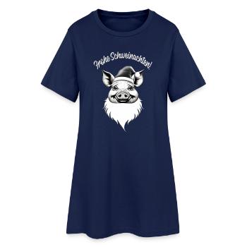 Frohe Schweinachten – Lustiges Weihnachtsmotiv - Frauen T-Shirt-Kleid - Light Navy - Vorne