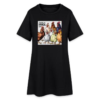 Hühner "Trying to Hendl this" - Frauen T-Shirt-Kleid - Schwarz - Vorne