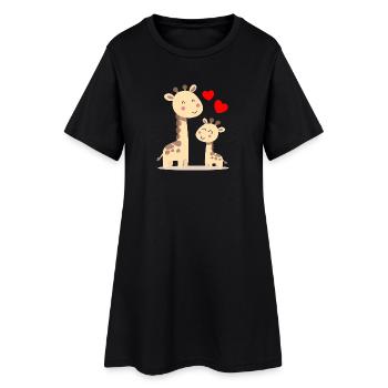 Bébé Girafe avec Maman Girafe - Robe T-shirt Femme - noir - Devant