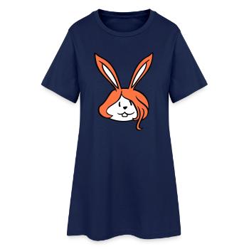 Lapin Fille Jolie Femme Lapin Mignon Cheveux Longs - Robe T-shirt Femme - marine clair - Devant