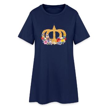 Couronne de blé avec des fleurs – symbole de la nature et de la récolte - Robe T-shirt Femme - marine clair - Devant